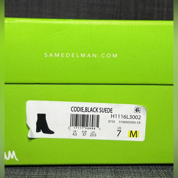 Sam Edelman Codie Square Toe Bootie Black Suede Size 7 - Picture 7 of 7